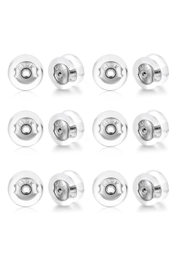 12pcs Locking Secure Earring Backs For Studs , Silicone Silver Gold Earring F6G0
