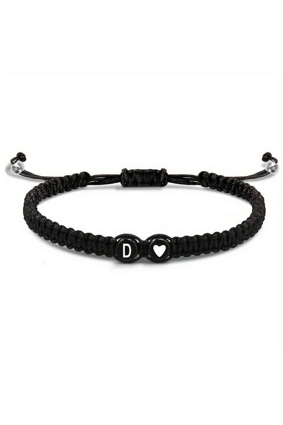Lttoisl® Heart Initial Bracelets 26 Letters Initial Bracelet A-Z Bracelets Braided W5X0