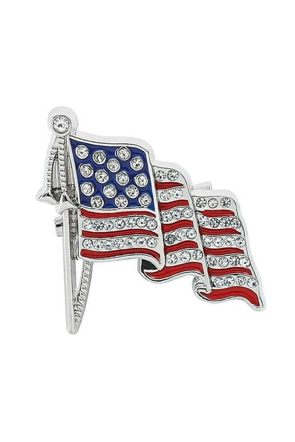 American Flag Brooches Vintage Style Enamel Crystal Pin Shawl X1 H7X5 S3S0