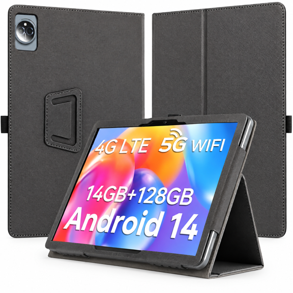 VORALYN 10.1 Inch Tablet Case, Protective Case with Handheld Band Premium PU Leather Stand Function