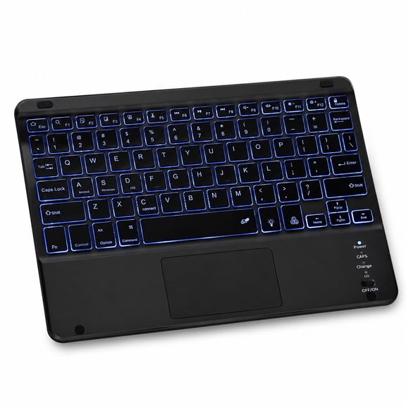 VORALYN 10 Inch Bluetooth Keyboard with Touchpad, Universal Backlit Wireless Keyboard for iPad, Android Phones and Tablets, Slim Portable Black