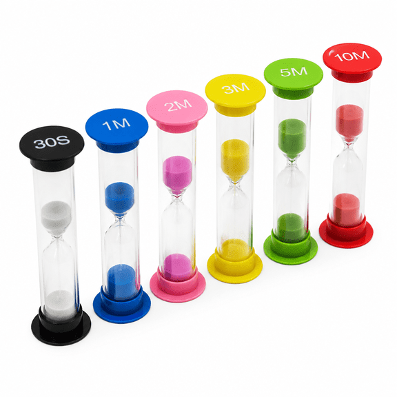 VORALYN 2026 New 6Pcs Sand Timer Colorful Sandglass Sand Clock Timer for Kid Time Management Tabata and High Intensity Interval Training 30Sec 1Min 2Mins 3Mins 5Mins 10Mins