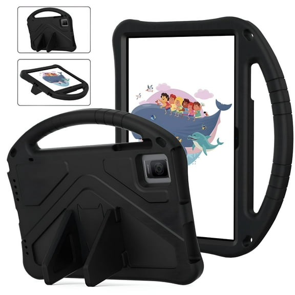 VORALYN 2026 New Kids Case for 10.36-Inch Tablet, Shockproof Rugged Bumper Case with Handle & Kickstand, Cute Airplane Wings Pattern, Lightweight Eva Plastic Shell Cover, Black