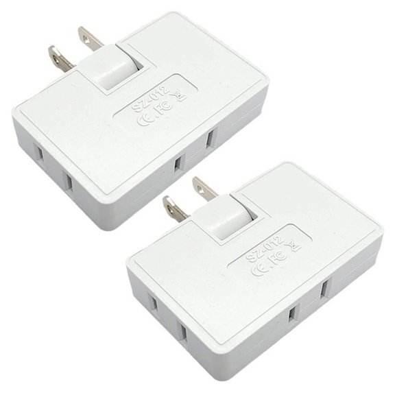 VORALYN 2Pcs Electrical Outlet 180-Degree Rotating Design Flat Wall Plug Three-In-One Functionality Flat Plug Adapter