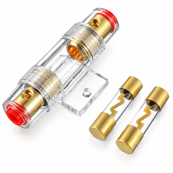 VORALYN 4-8 Gauge Awg In-Line 80A Agu Fuse Holder with 80 Amp Agu Fuses for Car Audio, Alarm, Amplifier, Compressors, Waterproof Inline Fuse Holders 4 Gauge Fuse Holder (80A)