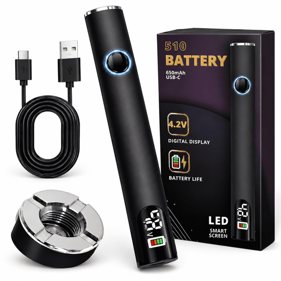 VORALYN 510 Threaded Battery Pen,650Mah Cordless Soldering Iron with Led Display,Precise Temp Control Usb-C Rechargeable,3-Speed Adjustable - Appliance Repair,Diy&Jewelry,All Black