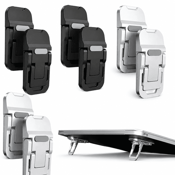 VORALYN 8 Pcs Portable Keyboard Stand & Riser with Dual-Tilt Adjustment, Foldable Computer Keyboard Stand & Laptop Riser for Desk, Heat-Dissipating Keyboard Lift with Self-Adhesive Feet