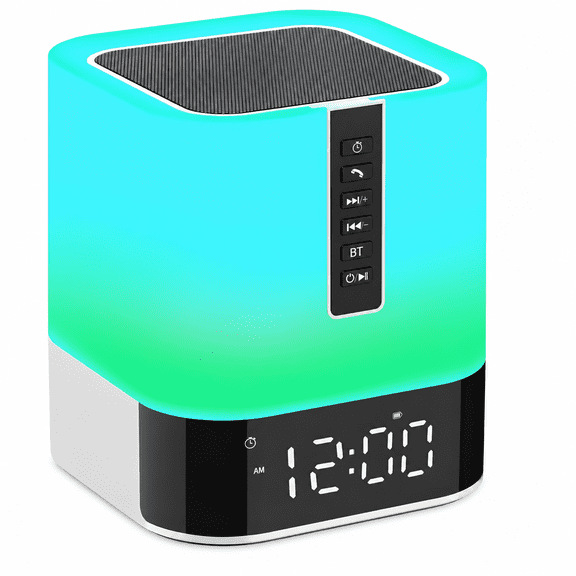 VORALYN Bluetooth Speaker with Night Light,5 in 1 Alarm Clock,48 Color Changing Touch Bedside Lamp,Bedroom Wireless Speaker,Gift Ideas for Teenage Girls/Boys