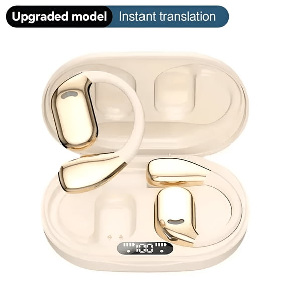 VORALYN Bone Conduction Wireless Headphones with Real-Time Translation Noise Cancelling, Touch Control, Ultra-Sturdy for Daily Travel UseWhite