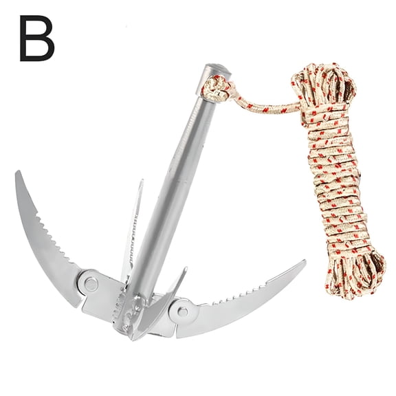 VORALYN Folding Boat Anchor with Rope Outdoor Grappling Hook Survival Tool Sturdy Durable for Small Boat Canoes Fishing Supplies