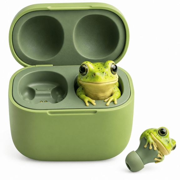 VORALYN Frog Wireless Earbuds,Cute Animal Shaped Bluetooth Headphones with Charging Case, Noise Reduction In-Ear Stereo Sound,Ipx4 Waterproof Earphones,Unique Green Gift for Adults (Green)