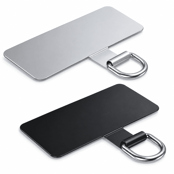 VORALYN Phone Lanyard Tab,Heavy Duty Tether Tab for Iphone & &Roid,Metal Lanyard Patch & Strap Adapter,44Lbs Load Capacity,Universal Phone Case Insert for Strap & Charm (Fashion Silver+Black)