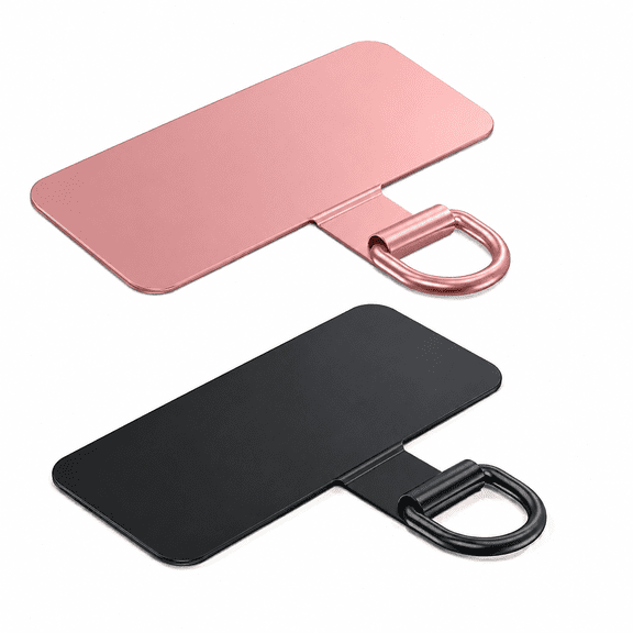 VORALYN Phone Lanyard Tab, Heavy Duty Tether Tab for iPhone & Android, Metal Lanyard Patch & Strap Adapter, 44lbs Load Capacity, Universal Phone Case Insert for Strap & Charm (Rose Gold+Black)