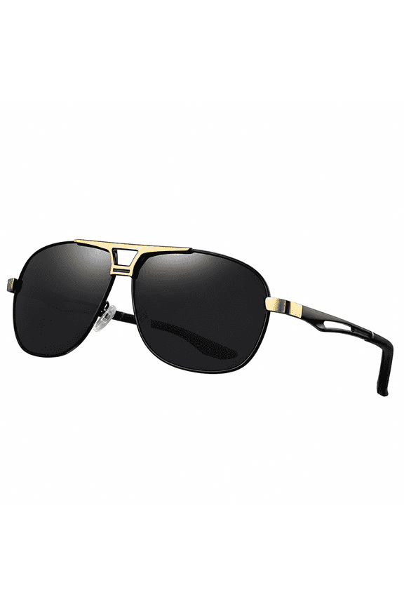 Polarized Sunglasses Aviators Pilot Polarized Sun Glasses Black Gold Mens UV400