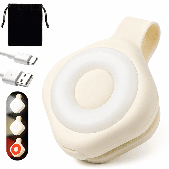VORALYN Rechargeable Nurse Light Clip on for Night Shift,Bright Hand-Free Nursing Work Flashlight,Lightweight Nurse Scrub Light for Badge,Emergency Clip-On Flashlight for Travel,Walk,Run Beige