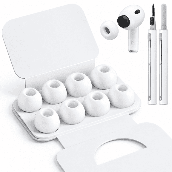 VORALYN Replacement Ear Tips Compatible with Airpods Pro 3Rd Generation  Silicone Earbud Tips with Cleaning Pen,Secure Fit,Noise Isolation,Soft Comfort Ear Tips Kit(4 Pairs,Xxs/Xs/S/L)