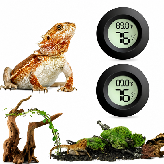 VORALYN Reptile Thermometer Hygrometer Lcd Digital Humidity Gauge for Reptile Heat Pad to Monitor Temperature And Humidity in Reptile Terrarium for Turtle Snake Lizard Frog Plant Box,2Pcs
