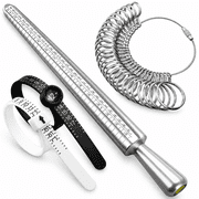 VORALYN Ring Sizer Measuring Tool Set with Finger Sizer Mandrel, Ring Gauge for Jewelry Sizing, Silver, 4 Piece Metal-4 Set