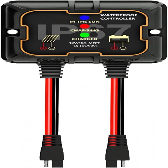 VORALYN Solar Charge Controller 10A 12V,Waterproof Intelligent Portable Controller Ip67 Solar Panel Controllers for Agm,Gel,Flooded and Lithium Battery