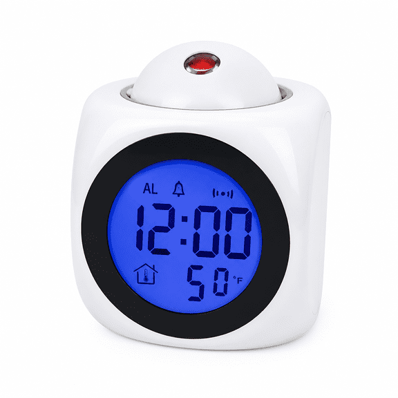 VORALYN Talking Clock,Multifunction Voice Clock LCD Digital Temperature Alarm LED Projection Talking Clock for Dementia,Hearing,Visually Impaired Seniors-Digital Day Clock