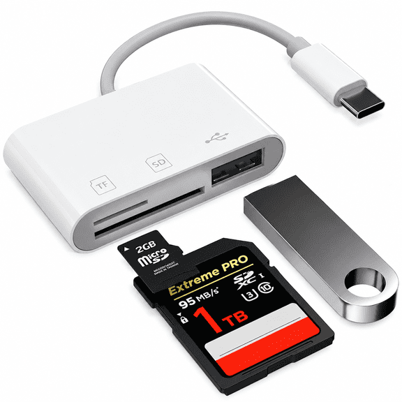 VORALYN USB SD Card Reader 3.0,USB C Card Reader for iPhone 15/16 iPad Windows Android,3-1 TF & SD Card Adapter,Portable Micro SD Memory Card Adapter,Trail Camera Viewer,Plug and Play