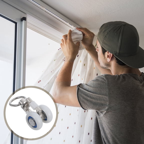 VORCOOL 10Pcs Ceiling Mount Curtain Track Rollers White Plastic Wheels Silent Glide with 360 Degree Hooks