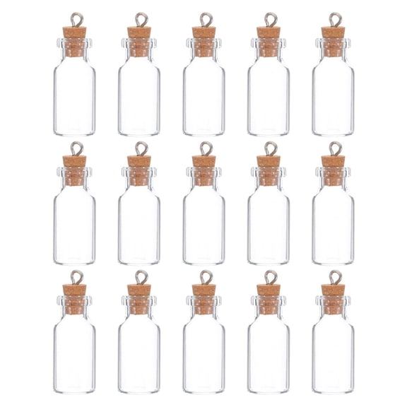 VORCOOL 15Set Glass Cork Vials Cylindrical Transparent Diy Craft Home Decoration