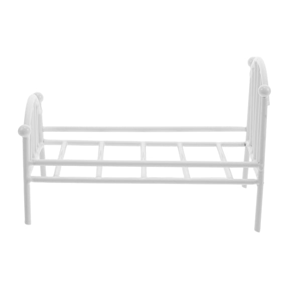 VORCOOL Dollhouse Scenery Props Miniature Iron Bed White Iron 1Pcs