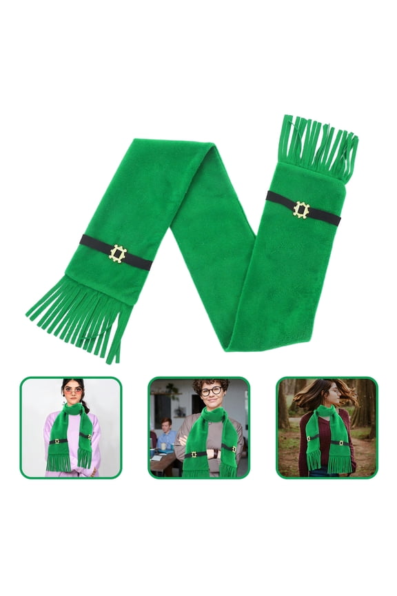 Thick Green Scarf Irish Theme Warm St Patricks Day Fashionable Party Accessory