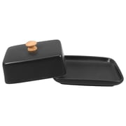 VORCOOL Black Ceramic Butter Dish with Lid for Countertop Use and Elegant Kitchen Decor