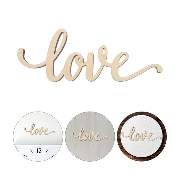 VORCOOL Beige Love Wooden Plaque for Wall Decor Unique Unfinished Craft Design