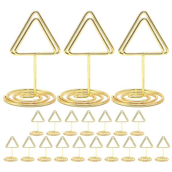 VORCOOL 20Pcs Gold Triangle Metal Photo Holders for Wedding Buffet and Office Table Decor