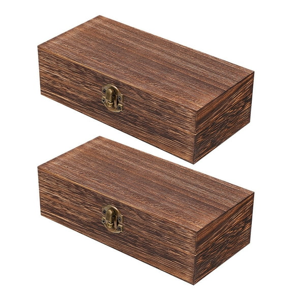 VORCOOL 2Set Wooden Box for Keepsake Box Dark Brown Rustic Antique Craft Storage for Study