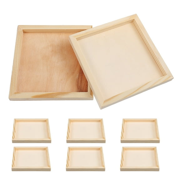 VORCOOL 36Set Unfinished Wooden Tray for Craft Supplies and Puzzle Enthusiasts Square Shape 12x12in