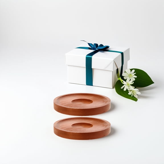 VORCOOL 4Pcs Spinning Wooden Drink Coasters Brown Rotatable Cup Mats for Rustic Table Protection