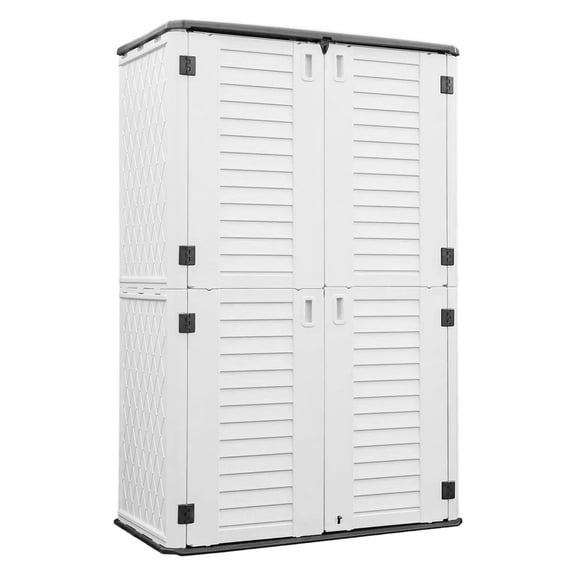 VORCOOL European Style White Outdoor Cabinet for Storing Items with Weather Resistant Plastic