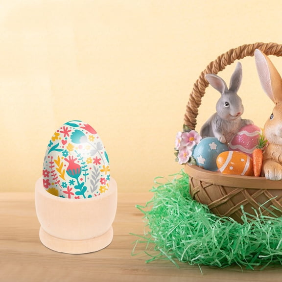 VORCOOL Easter Egg Holder Display Wooden Oval 6pcs