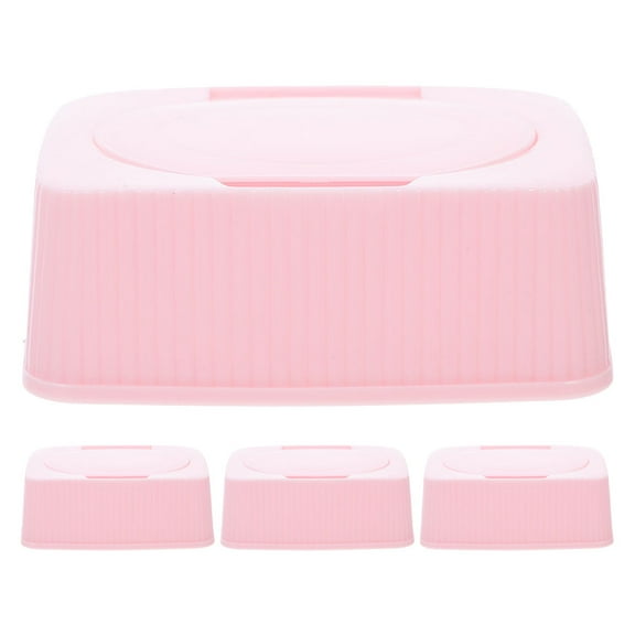 VORCOOL 4Pcs Pink Wet Tissue Storage Box Reusable Wipe Dispenser Case Travel Friendly and Stylish
