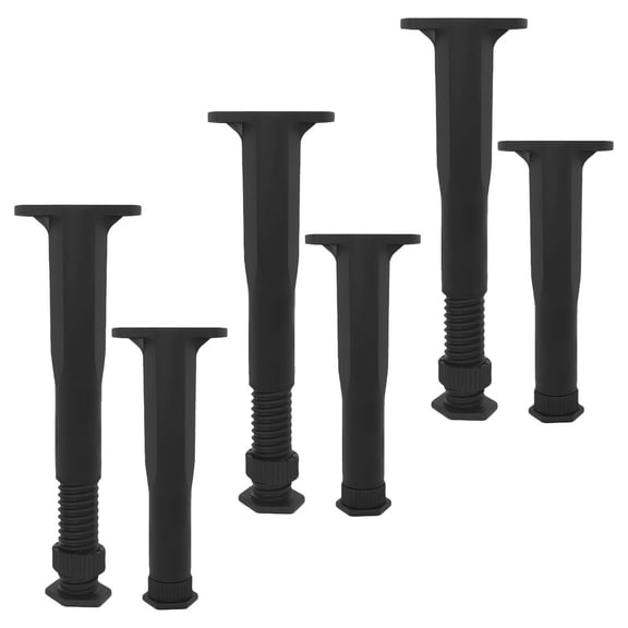 VORCOOL 6Pcs Black Plastic Adjustable Bed Frame Support Legs T Shaped for Sofa Table Chair Dresser