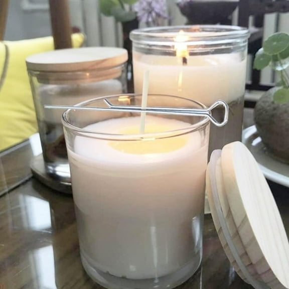 VORCOOL 12Pcs Metal Wick Centering Clips for Candle Making Carbon Steel Silver Candle Holder