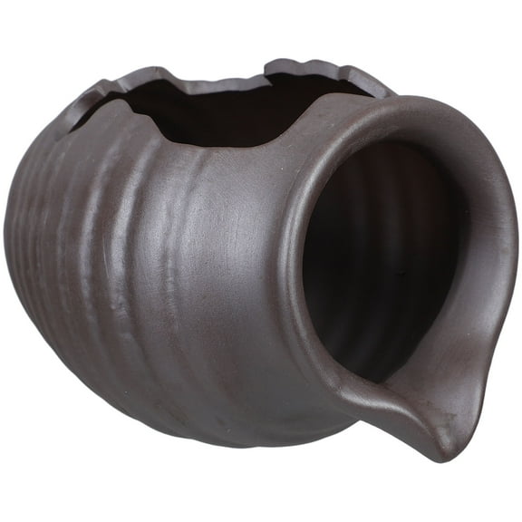 VORCOOL Rustic Brown Ceramic Water Fountain Jar for Fish Tank Indoor Tabletop Decoration