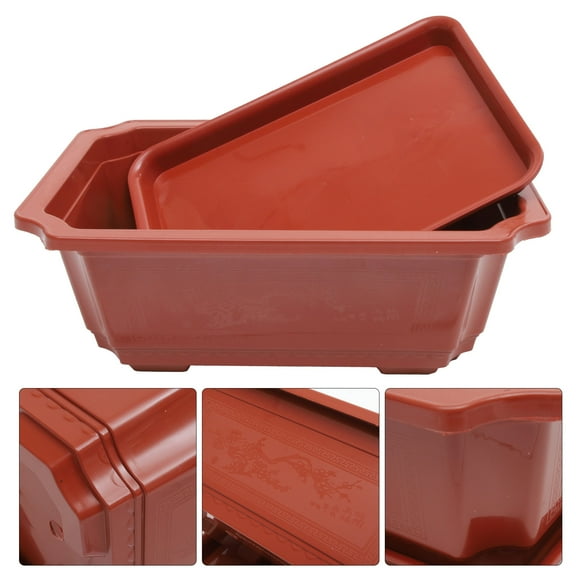 VORCOOL Household Large Flowerpot Oval Brown Planter 1 Set For Plant Cultivation