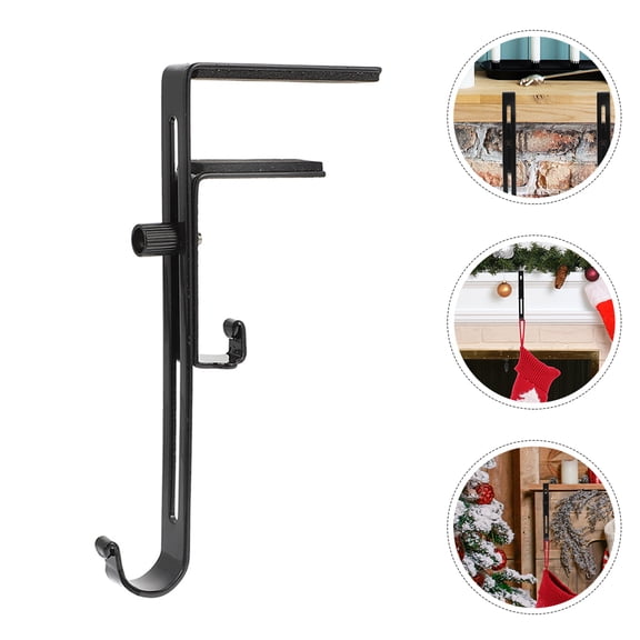 VORCOOL 2Pcs Versatile Black Metal Mantle Hooks for Christmas Stocking and Gar
