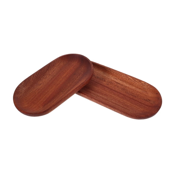 VORCOOL Wooden Dessert Tray Oval Wooden Tray Wood Serving Fruits Home Users Everyday Use 2pcs