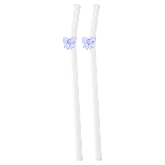 VORCOOL Purple Glass Straws 2Pcs Cute And For Drink Accessory