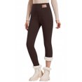 thumbnail image 1 of VORENI Women's Fleece Lined Leggings, High Waisted Thermal Leggings for Women, Full Length 4-Way Stretch Warm Winter Leggings, Chocolate Brown, 1 of 7