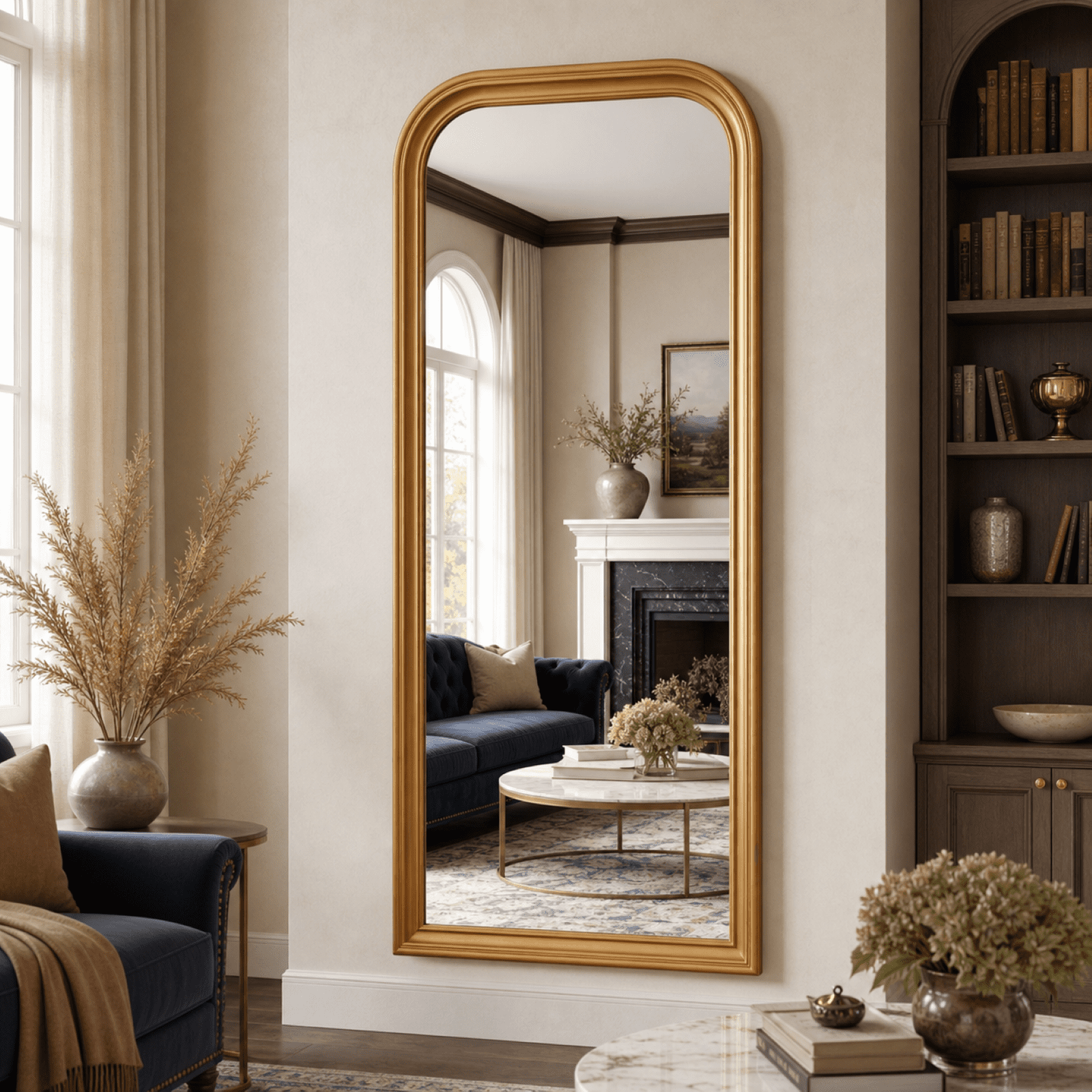 VORENTA 69"x28.5" Arched Full Length Mirror Vintage Floor Mirror, Antique Gold