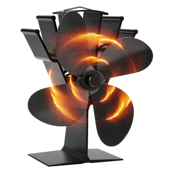 VORFOR 4 Blade Wood Stove Fan, Heat Powered Fireplace Fan for Efficient Warm Air Circulation, Silent Operation Stove Accessories for Log/Wood Stove, Durable Design