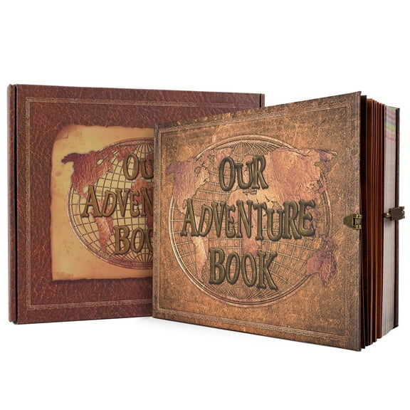 VORFOR 180 Pages Scrapbook Album, Photo Album Scrapbook 10.2X8.1 Inch with Stickers, Hardcover Scrapbooking Kit Gift for Family DIY Wedding Birthday Anniversary Graduation, Brown