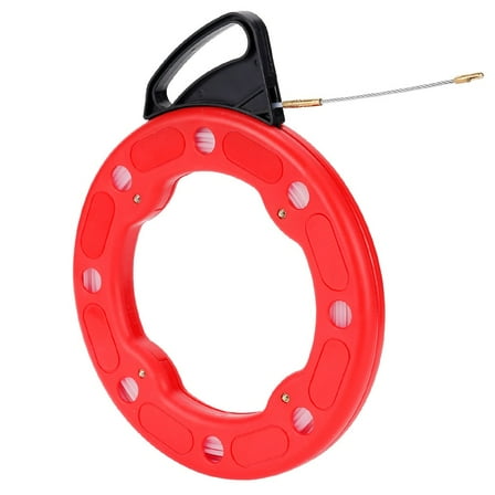 Vorfor 66 ft Fish Tape, Wire Cable Line Puller, 4 mm Steel with High Plastic Case for Heavy Duty Pulls, Short Runs and Conduit Measuring, Red